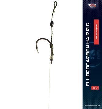 Готовый флюорокарбоновый поводок с мягким волосом W4C FLUOROCARBON HAIR RIG, крючок WIDE GAPE № 6 w4016-6 фото
