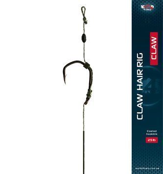 Готовый поводок в оплетке W4C с волосом CLAW Hair Rig, крючок CLAW № 4 w4001-4 фото