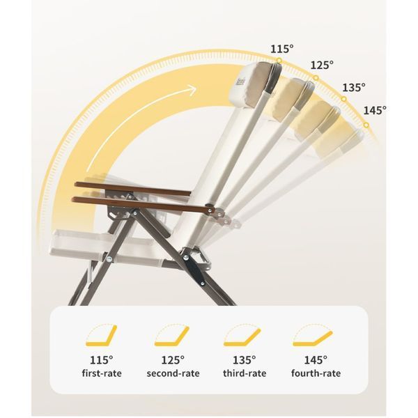 Крісло складане з регульованим нахилом Naturehike CNK2550JJ012, вуглецева сталь, бежевий 70920 фото