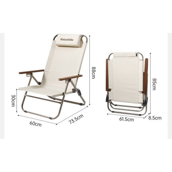 Крісло складане з регульованим нахилом Naturehike CNK2550JJ012, вуглецева сталь, бежевий 70920 фото